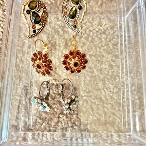 Elegant Gold and Silver Floral Earrings Set. 3 pair!